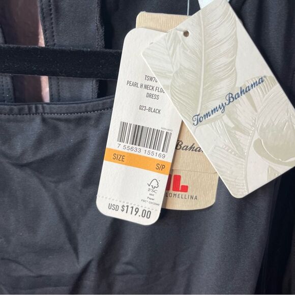 Women's Tommy Bahama Flounce Hem Tank Dress with Pockets Size Small - Black NEW - Picture 9 of 11